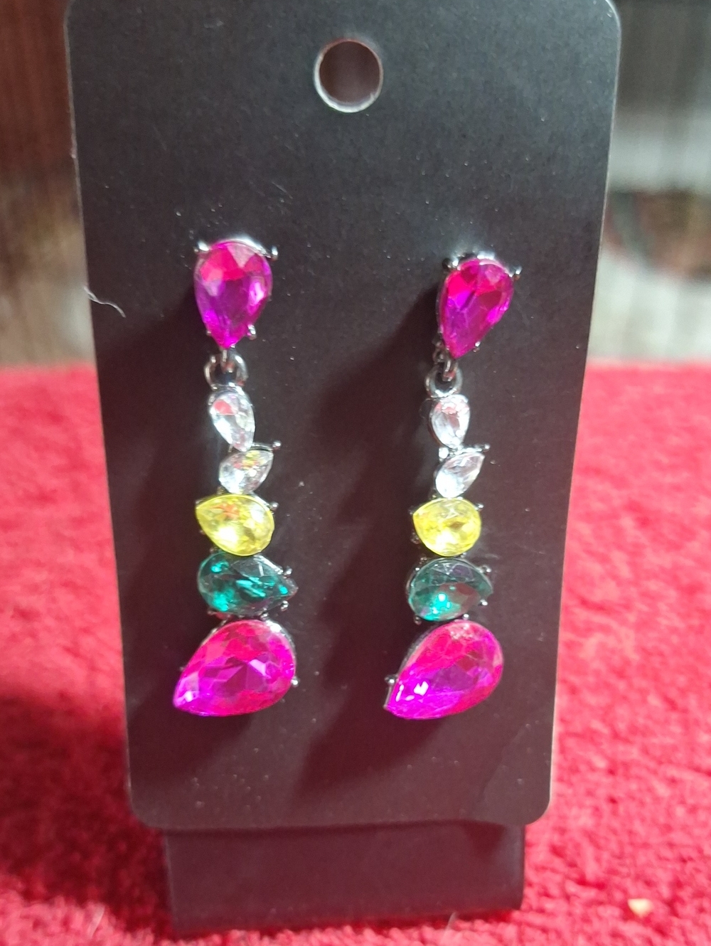 Multicolor Teardrop Crystal Dangle Earrings - Women Jewelry